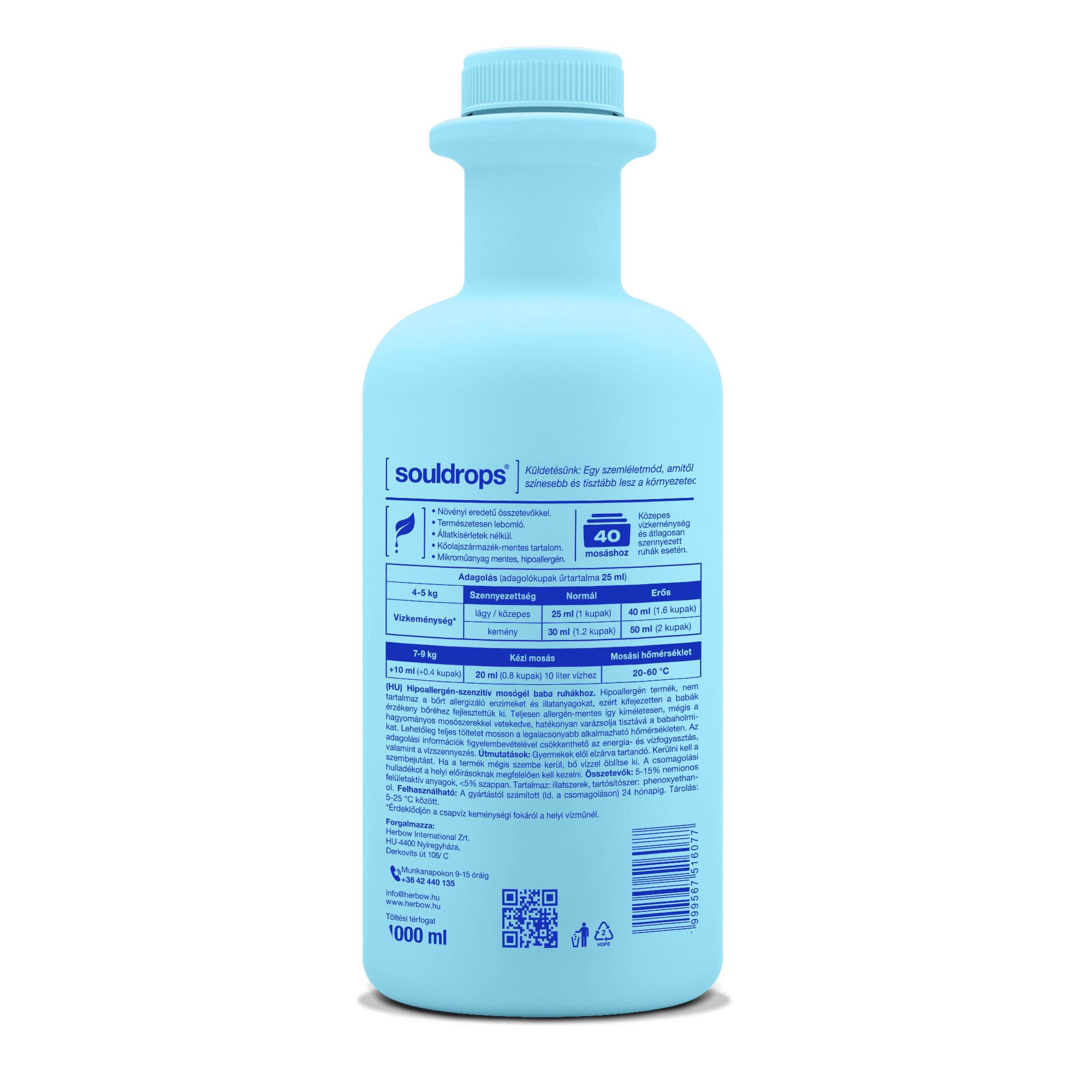 Souldrops baby drop hipoallergén-szenzitív mosógél babaruhákhoz (1000 ml) - immagine 2