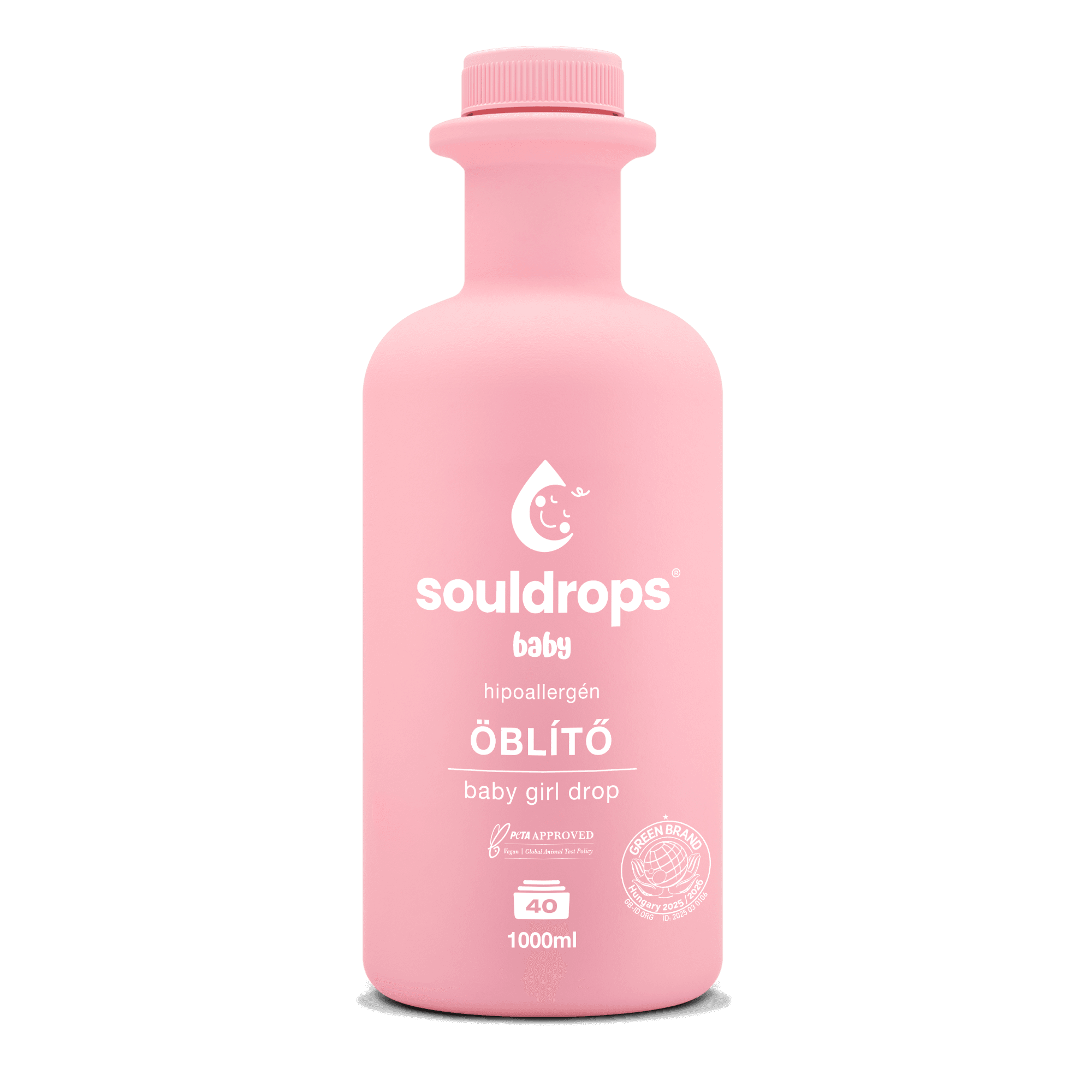Souldrops baby jente dråpe hypoallergen-sensitiv tekstilskylling for babyklær (1000 ml)